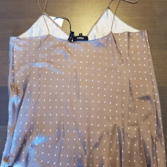 Theory Easy Slip cargo overlay dot camisole silk size small spaghetti straps - Picture 10 of 11